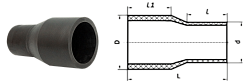 Переход литой удлиненный с одной стороны ПЭ-100 SDR 11 250*225